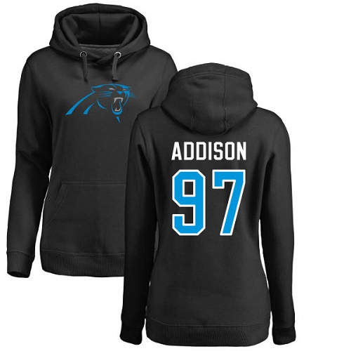 Carolina Panthers Black Women Mario Addison Name and Number Logo NFL Football #97 Pullover Hoodie Sweatshirts